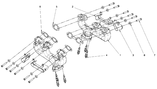 Engine Service Parts - Exhaust Manifold Diagram and Parts List for 076138-00  Briggs and Stratton Generator